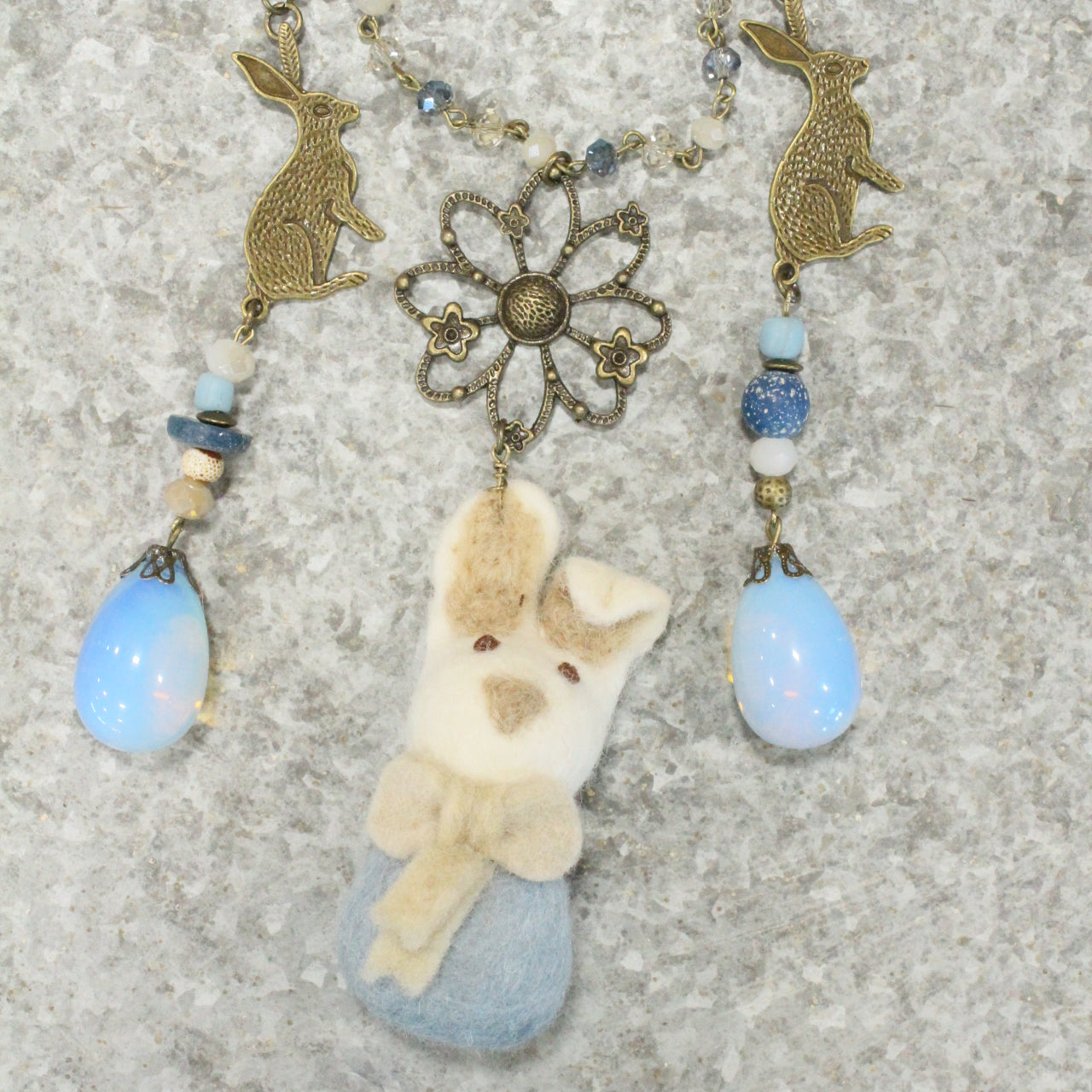 Czech Out These Cottontails Denim Charmed Necklace