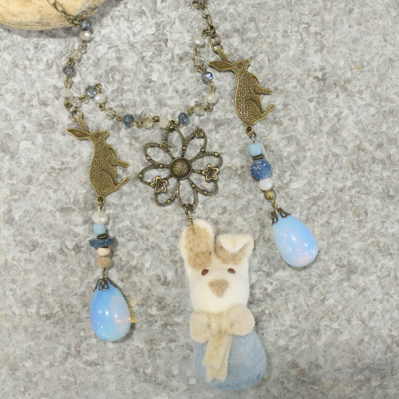 Czech Out These Cottontails Denim Charmed Necklace