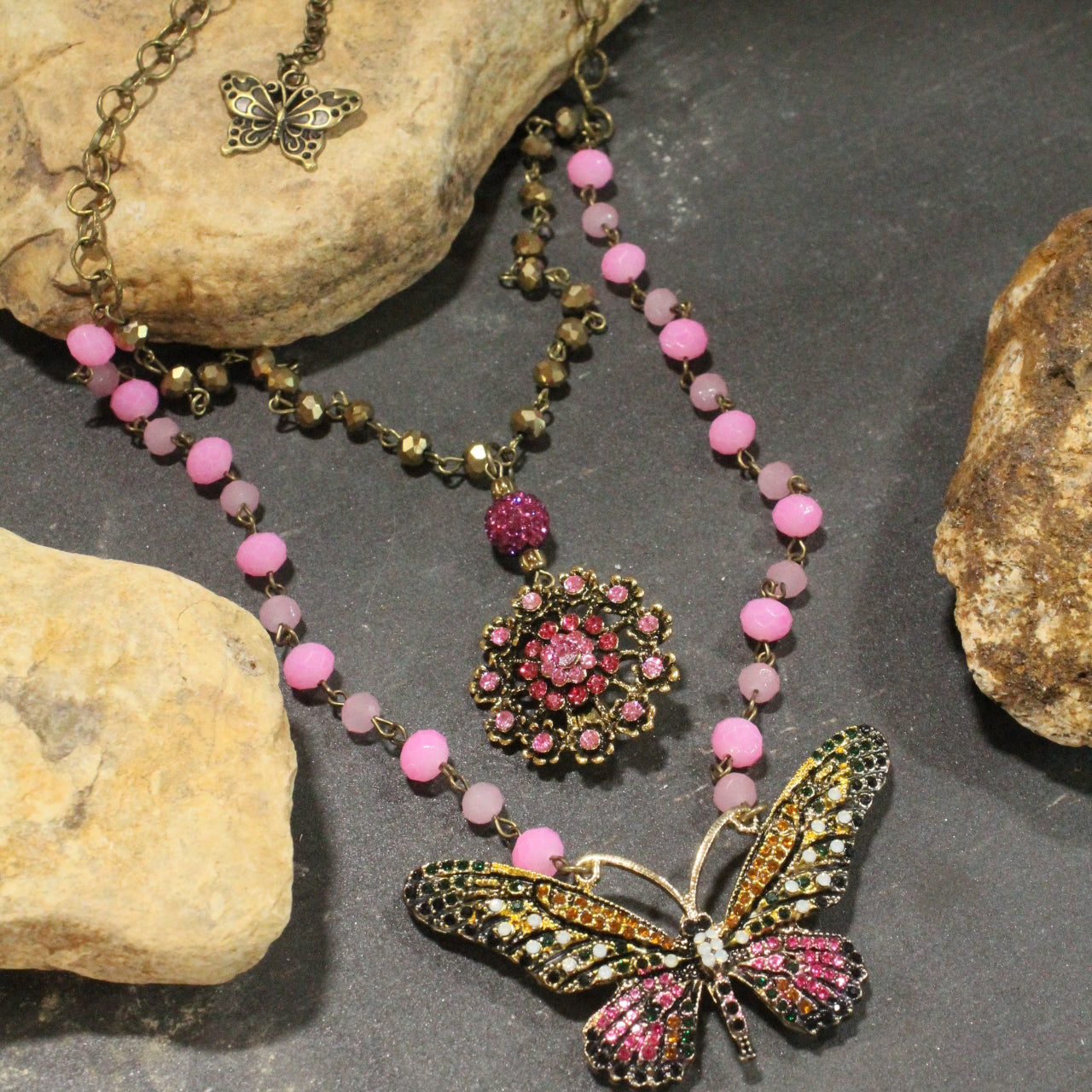 Bold Beauty Butterfly Layered Necklace