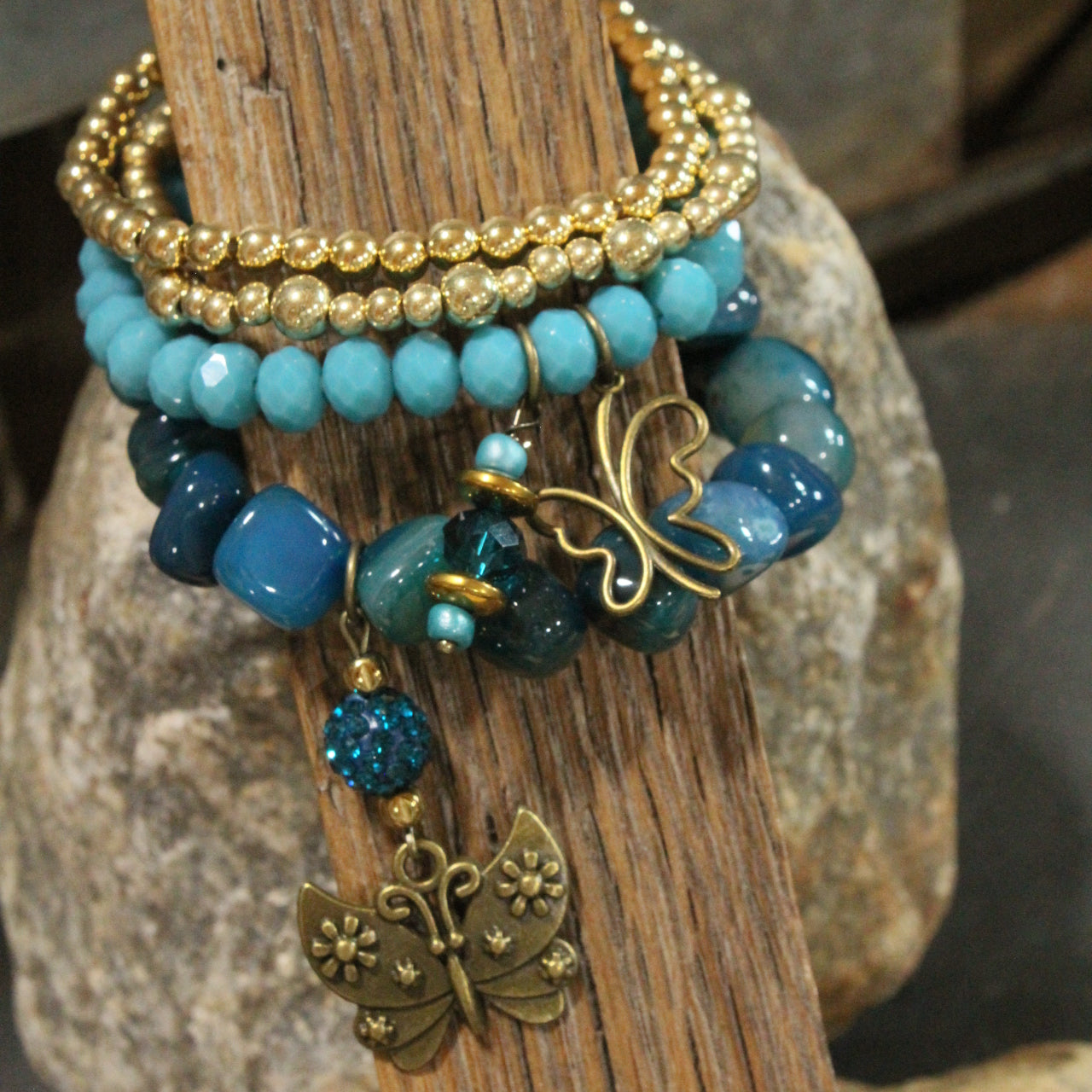 Bold Beauty Colorful Butterfly Bracelet Set