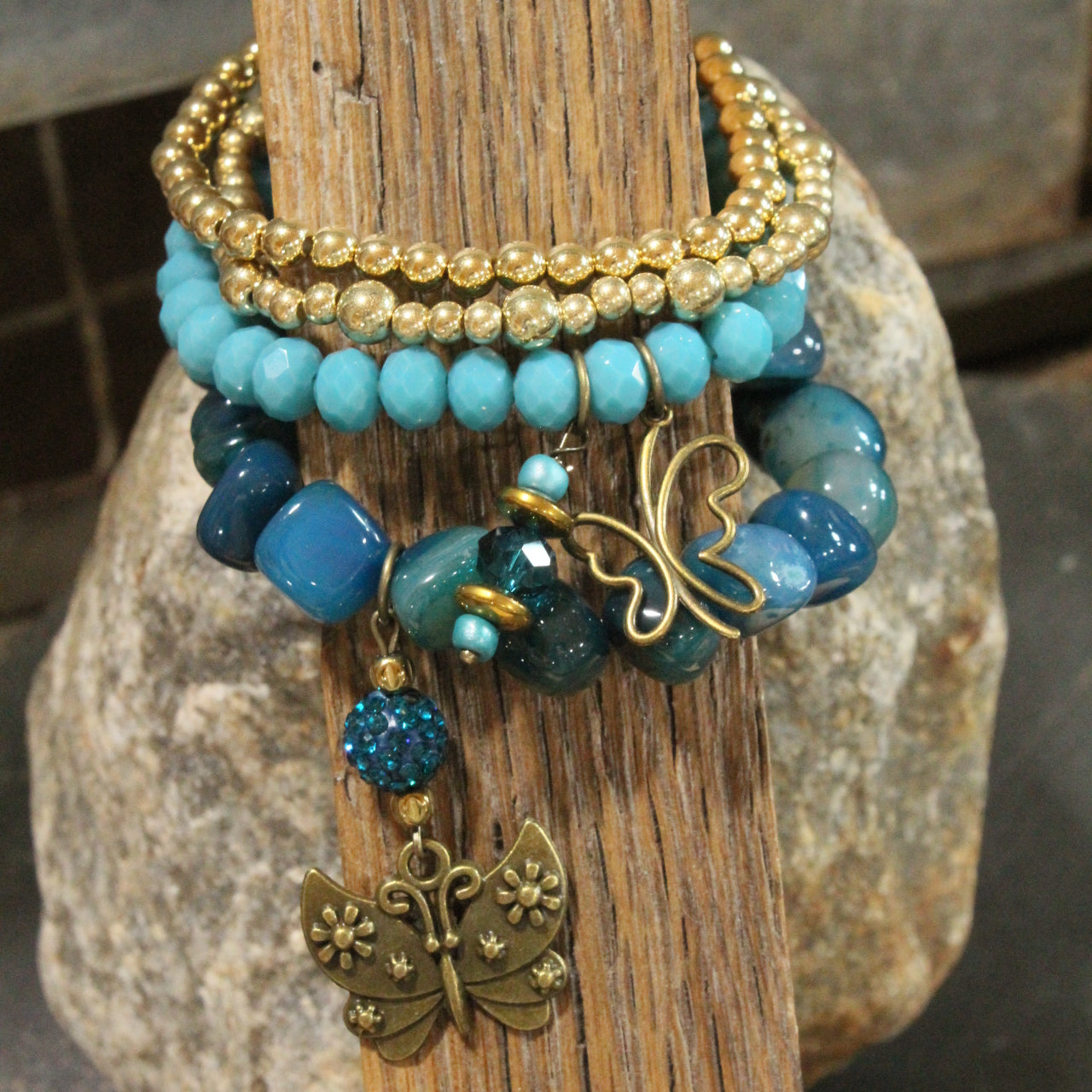 Bold Beauty Colorful Butterfly Bracelet Set