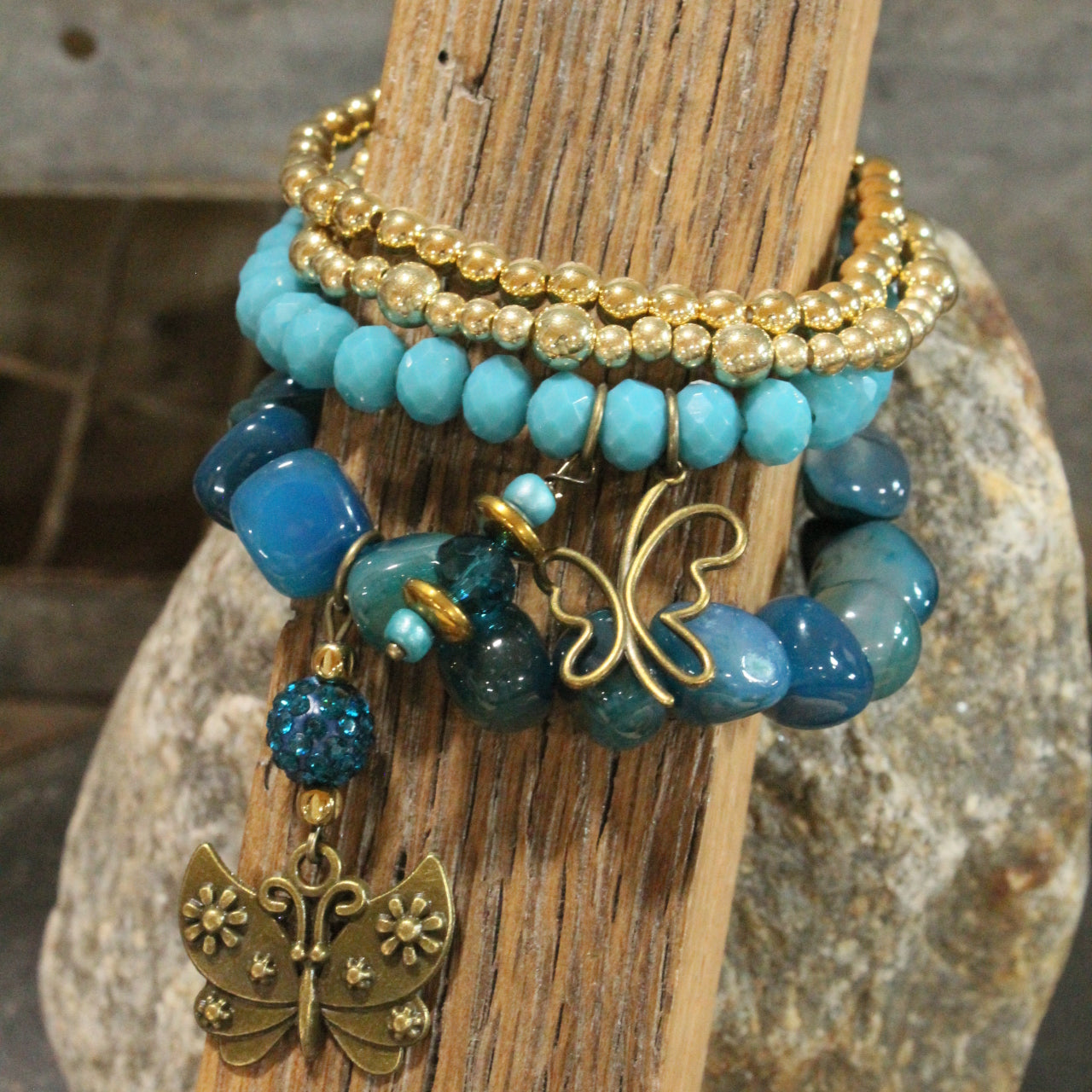 Bold Beauty Colorful Butterfly Bracelet Set