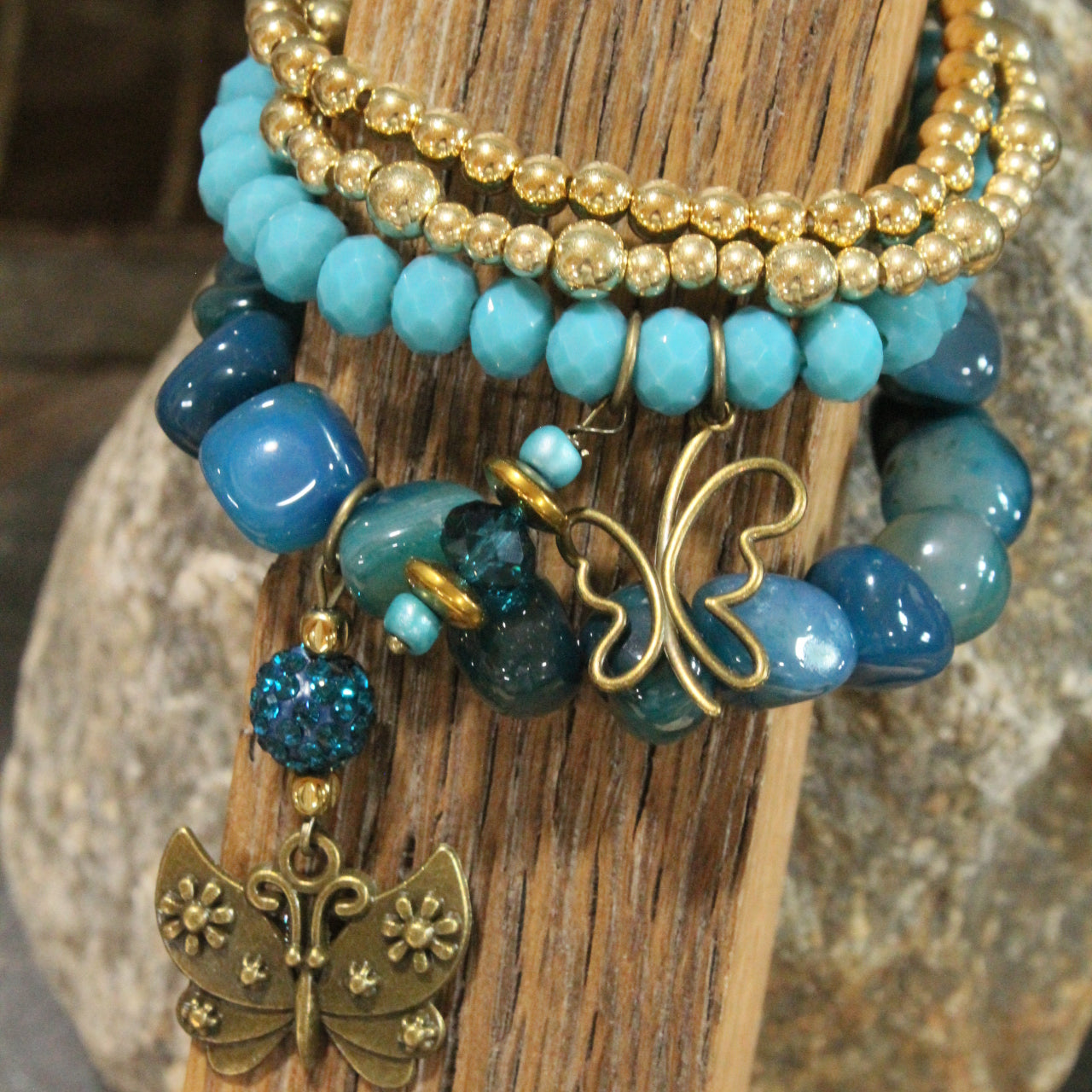 Bold Beauty Colorful Butterfly Bracelet Set