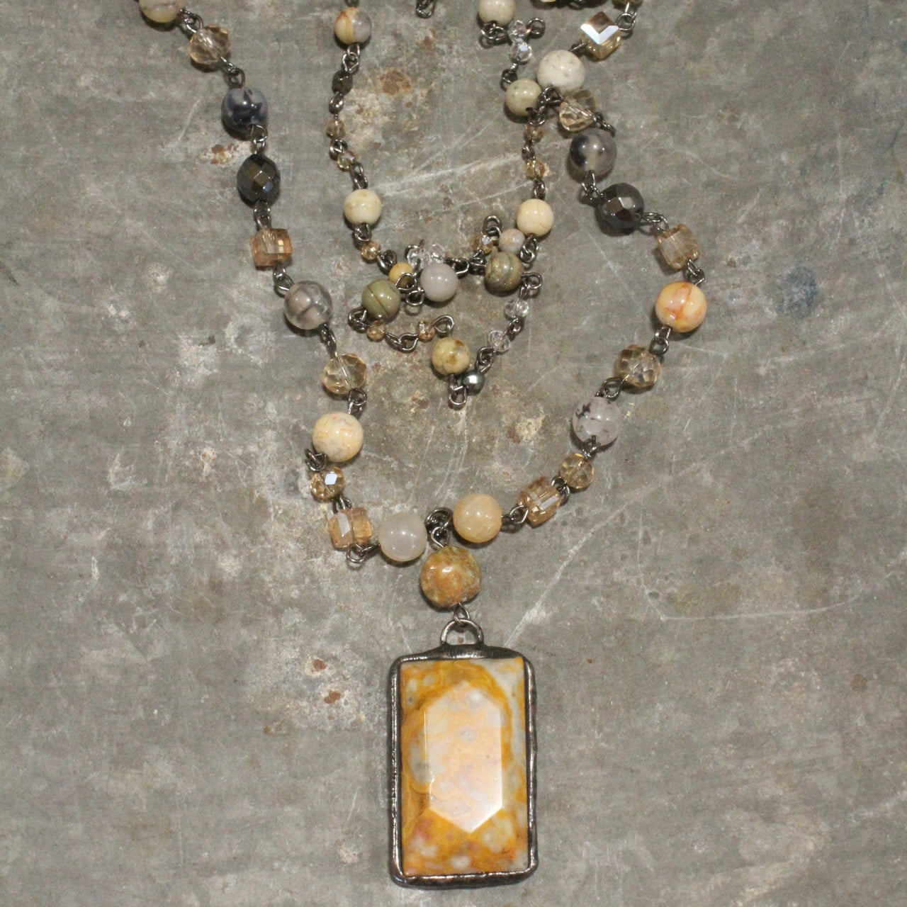 Just Beads Layered Natural Stone Necklace