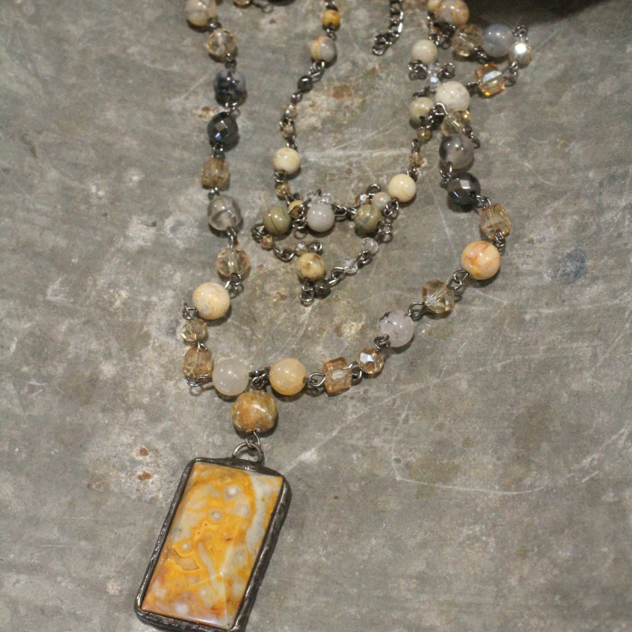 Just Beads Layered Natural Stone Necklace