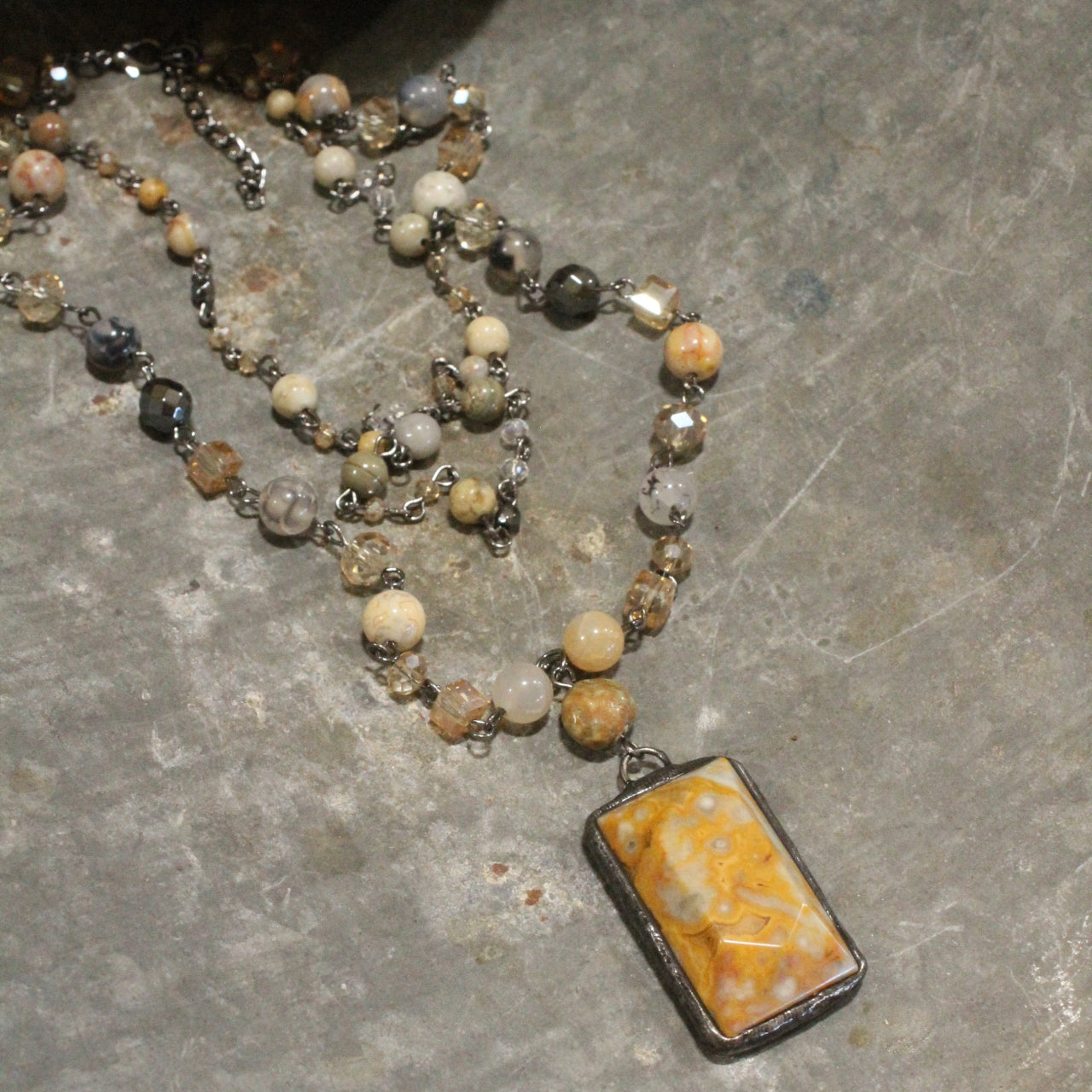 Just Beads Layered Natural Stone Necklace