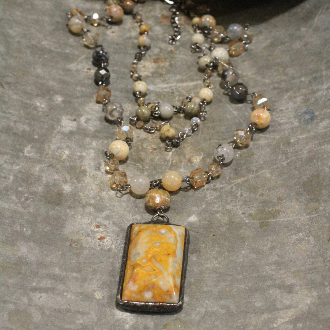 Just Beads Layered Natural Stone Necklace