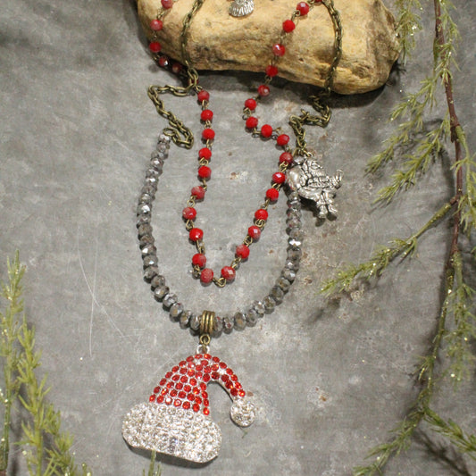 HO HO HO, Here We Go Santa Layered Necklace