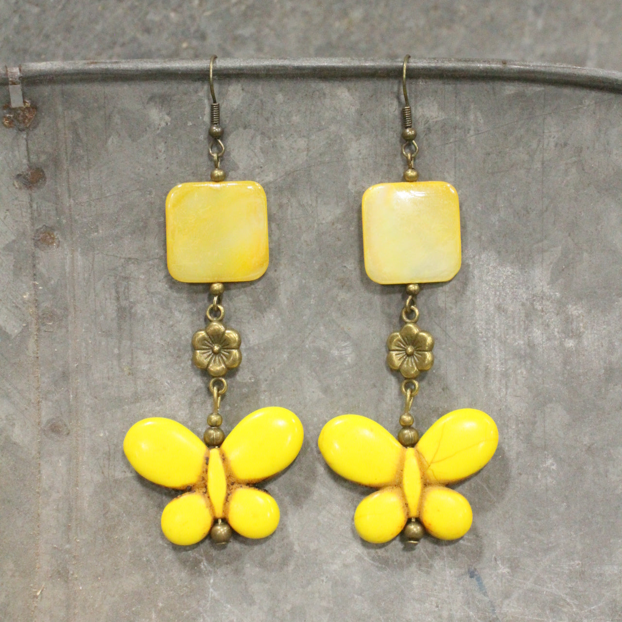 Butterfly Bliss Yellow Dangle Earrings