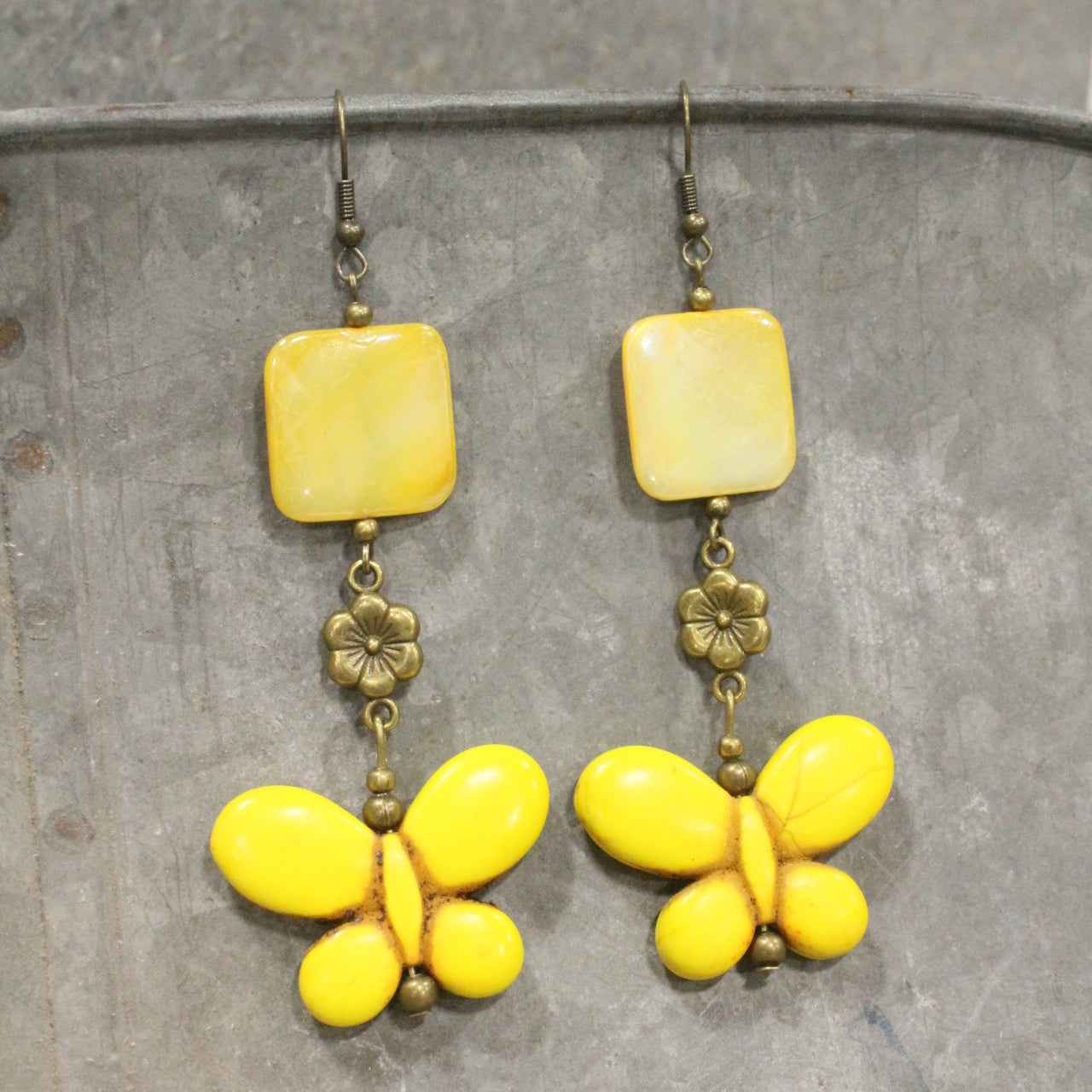 Butterfly Bliss Yellow Dangle Earrings
