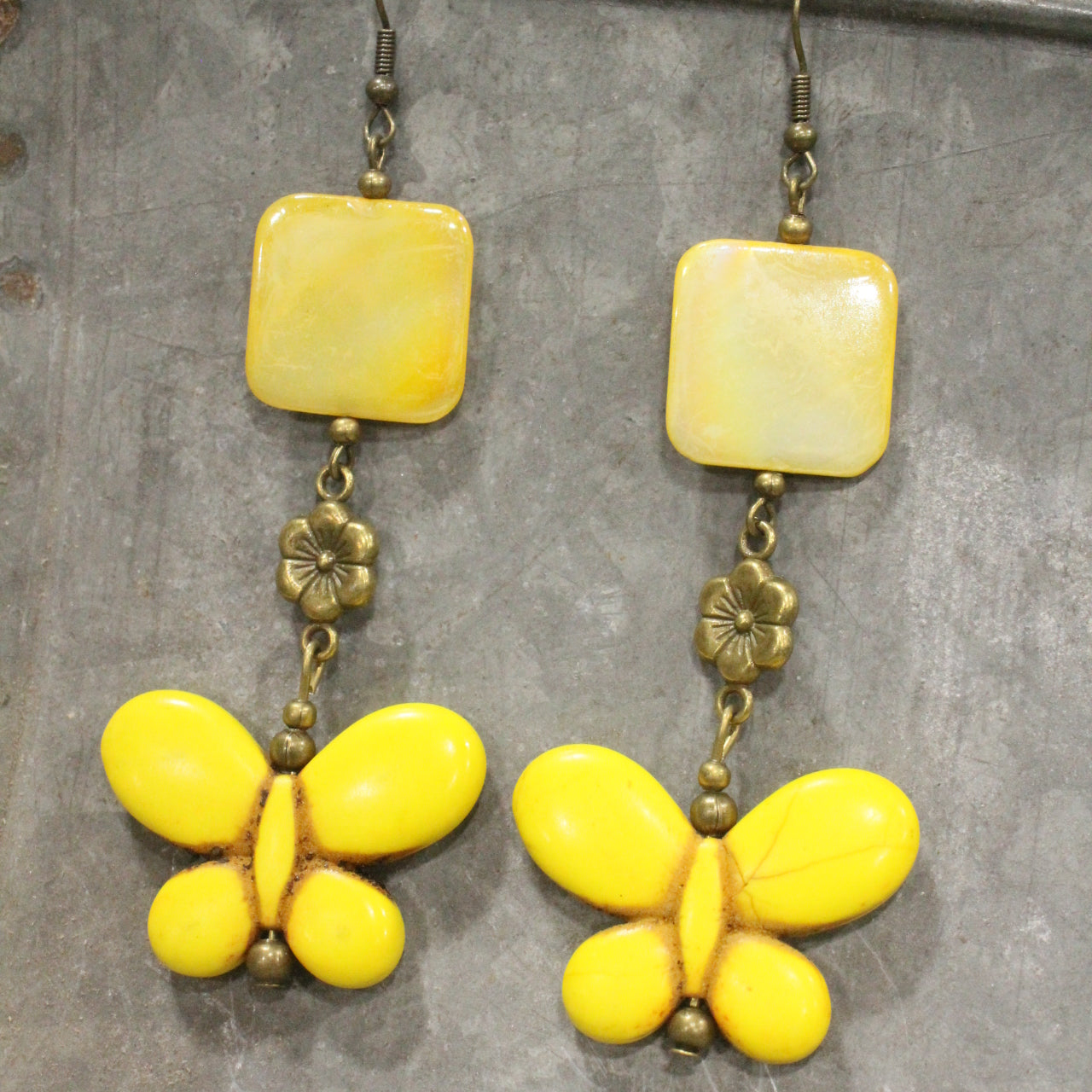 Butterfly Bliss Yellow Dangle Earrings