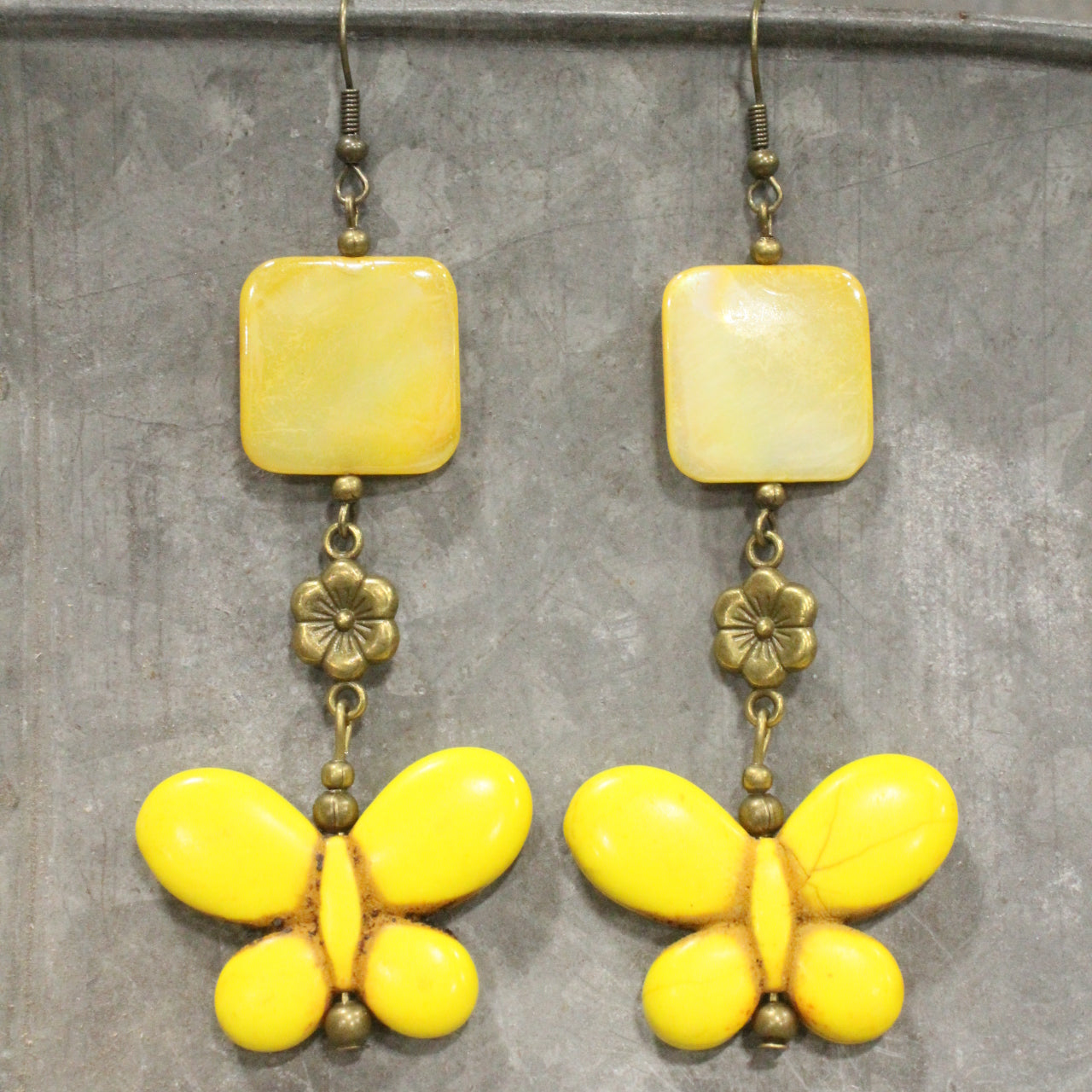 Butterfly Bliss Yellow Dangle Earrings