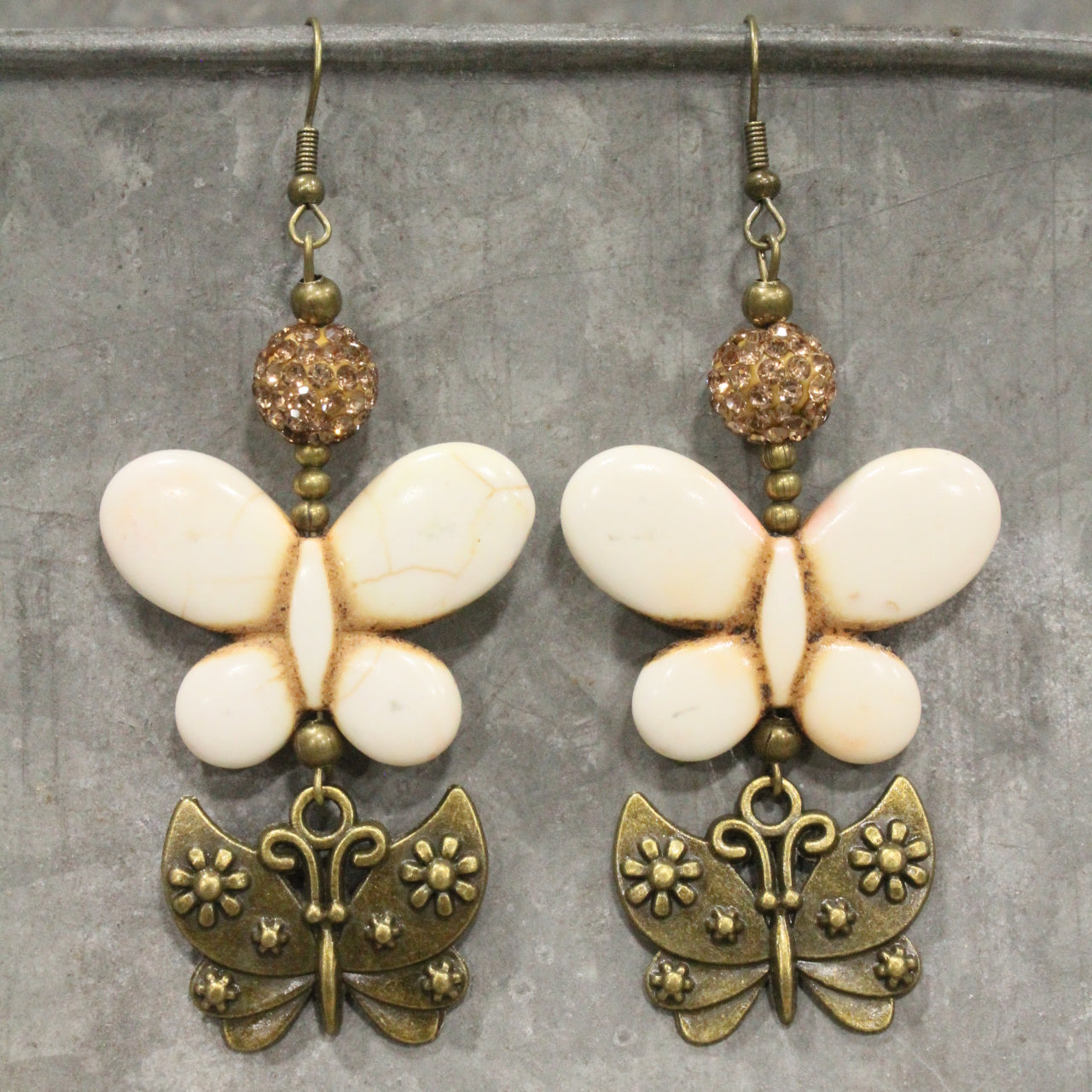 Butterfly Bliss Off White Dangle Earrings