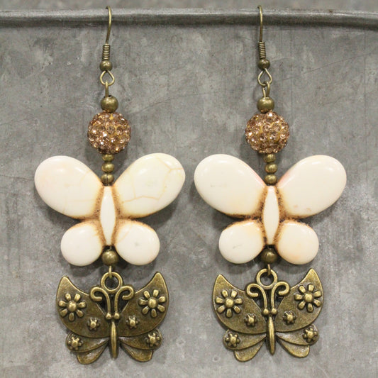 Butterfly Bliss Off White Dangle Earrings