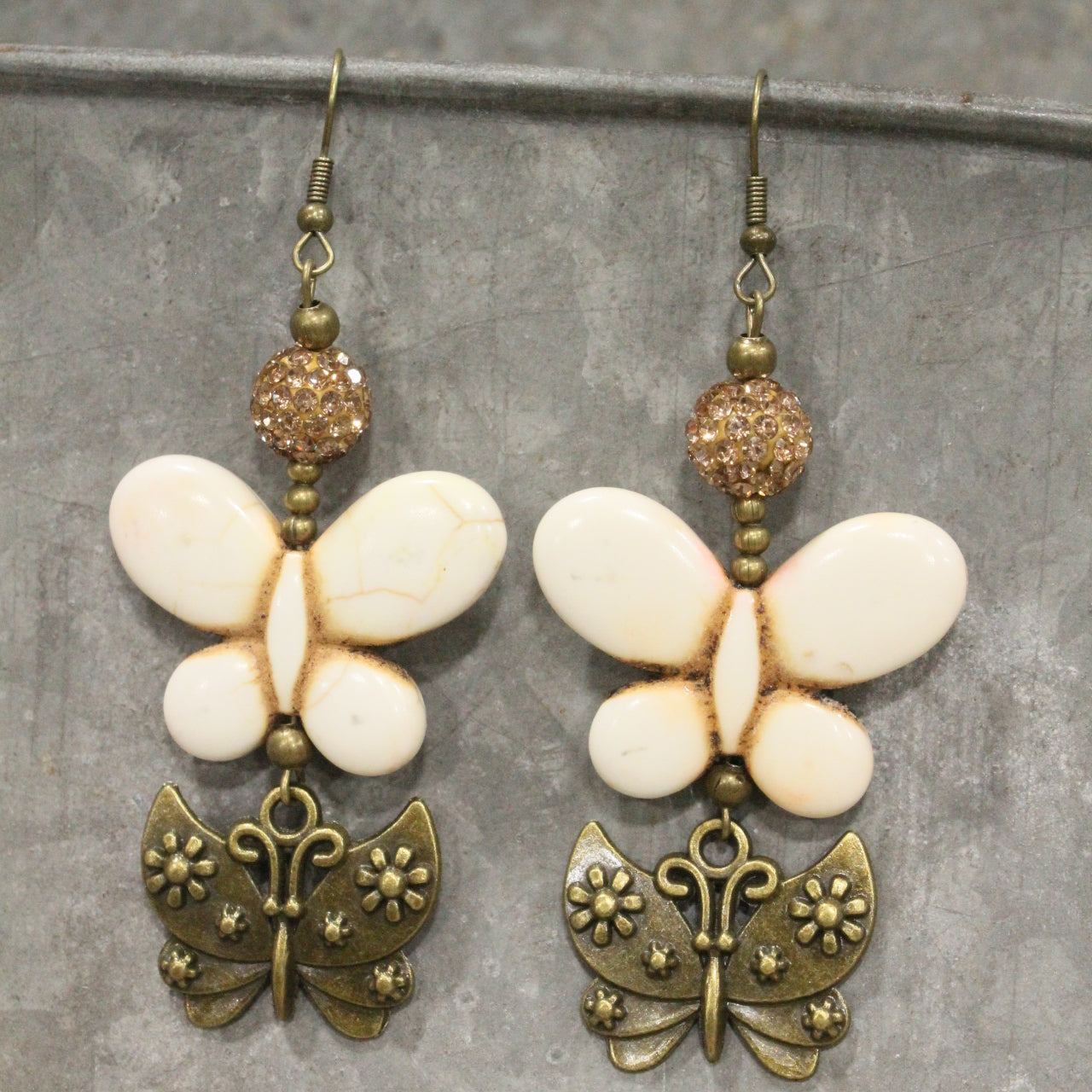 Butterfly Bliss Off White Dangle Earrings