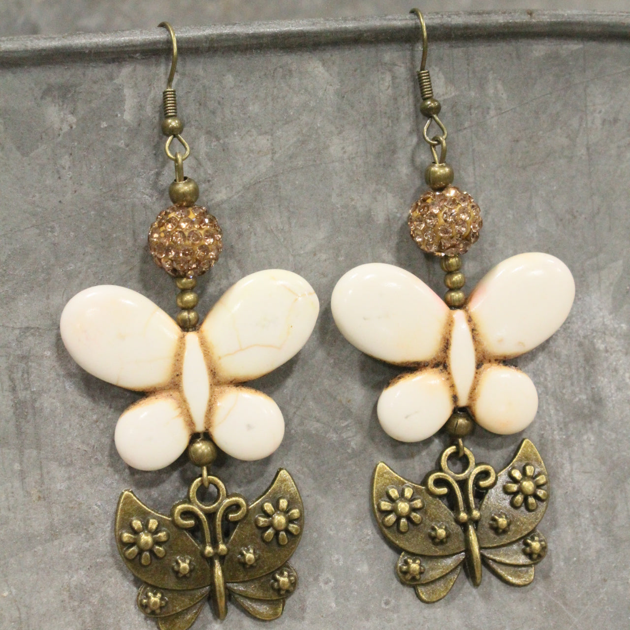 Butterfly Bliss Off White Dangle Earrings