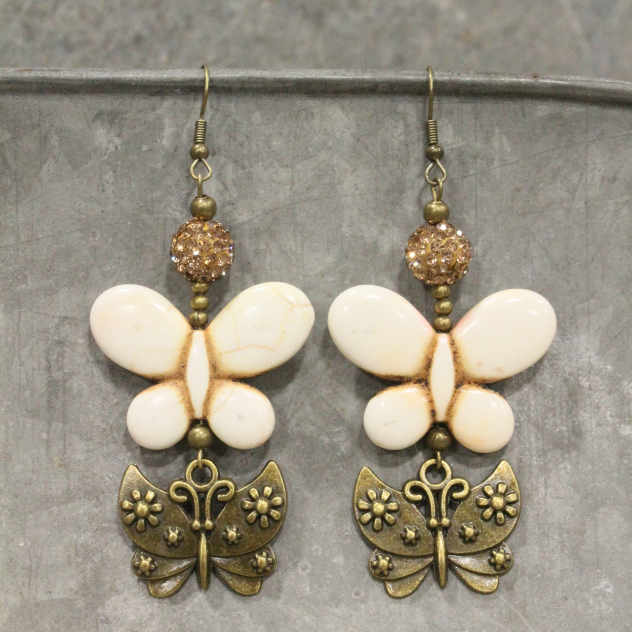 Butterfly Bliss Off White Dangle Earrings