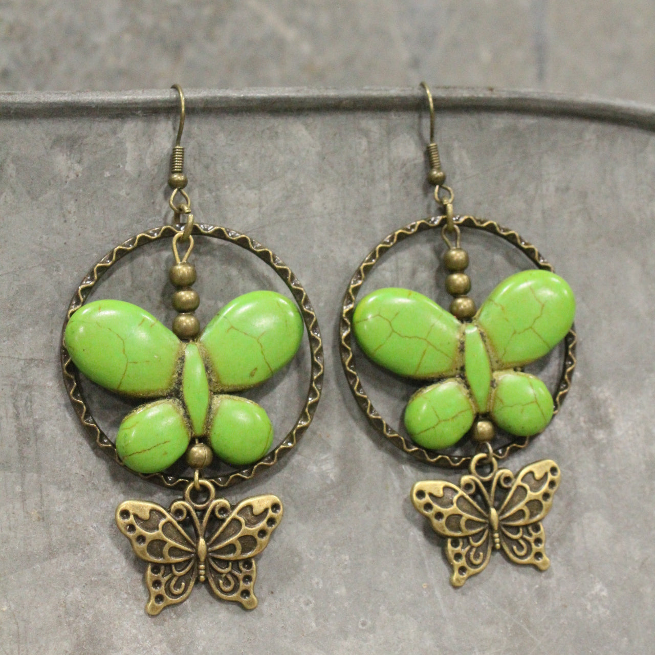 Butterfly Bliss Green Dangle Earrings