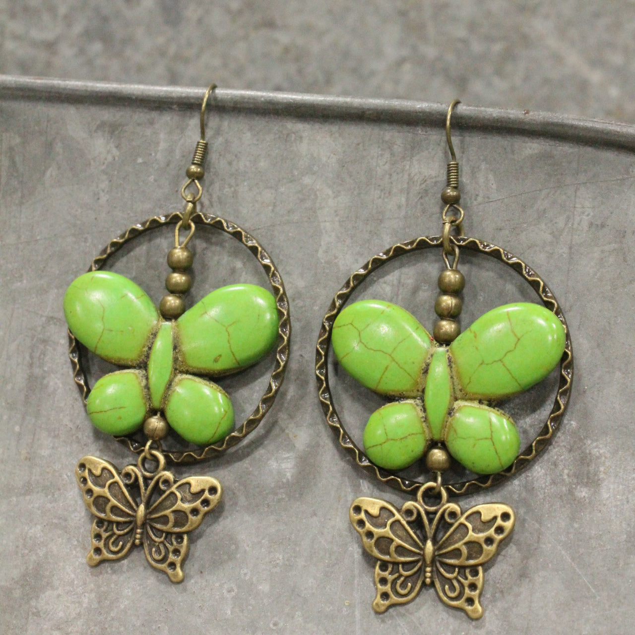 Butterfly Bliss Green Dangle Earrings