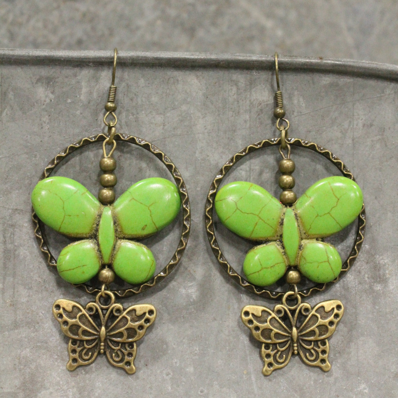 Butterfly Bliss Green Dangle Earrings