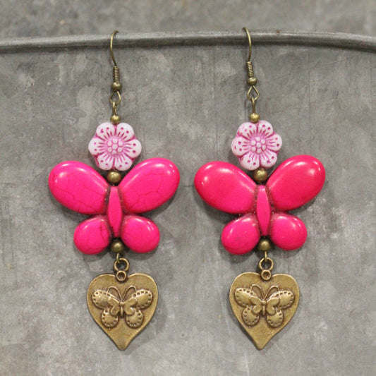 Butterfly Bliss Pink Dangle Earrings