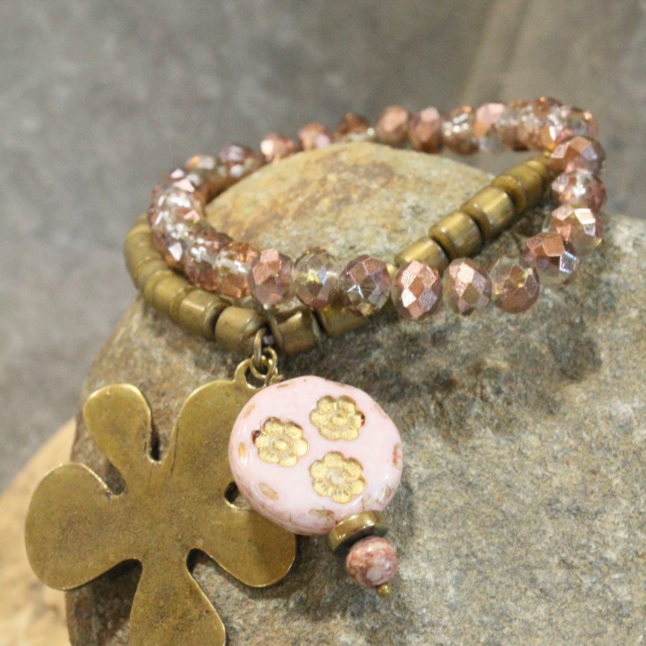 Blushing Bunny Golden Charmed Bracelet Set