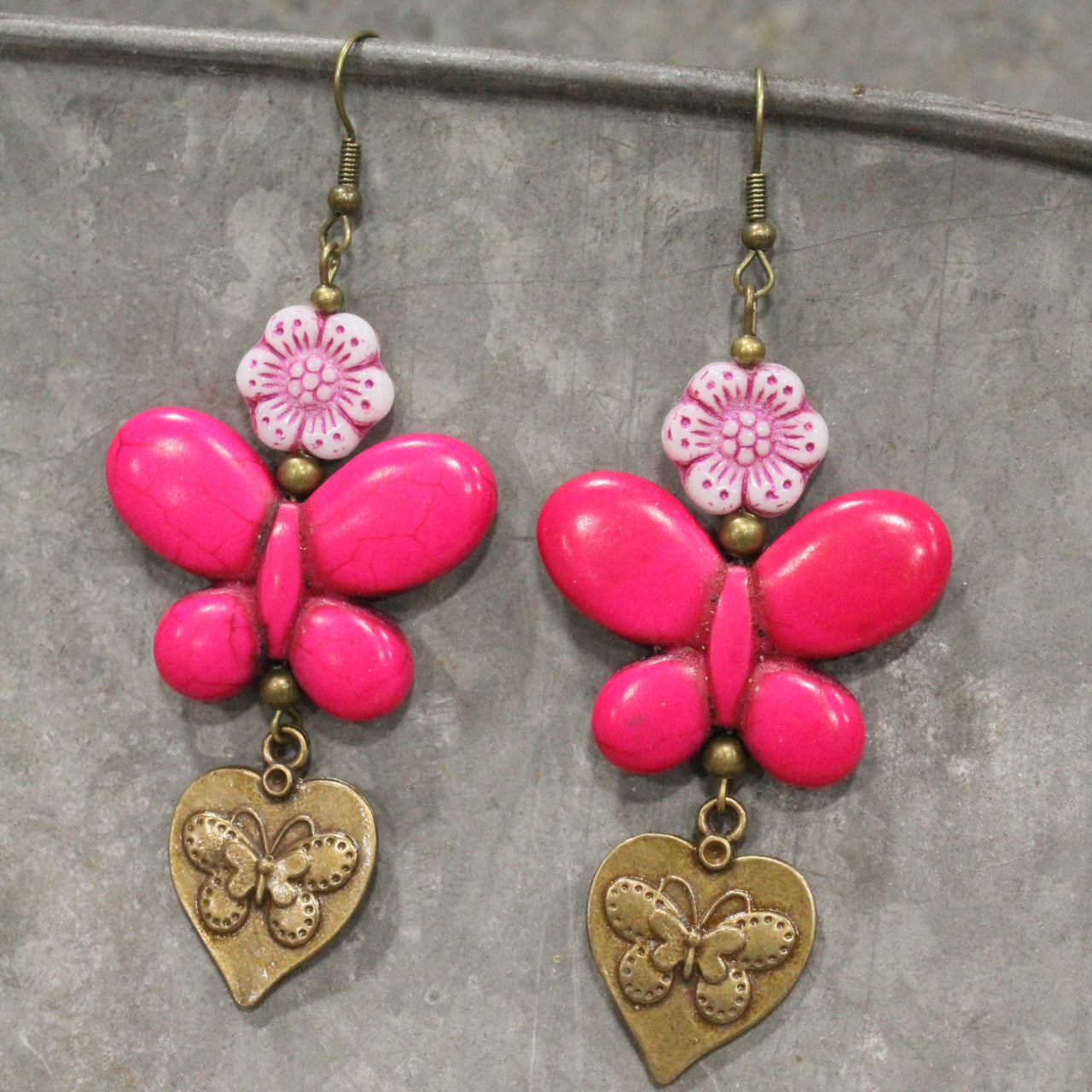Butterfly Bliss Pink Dangle Earrings