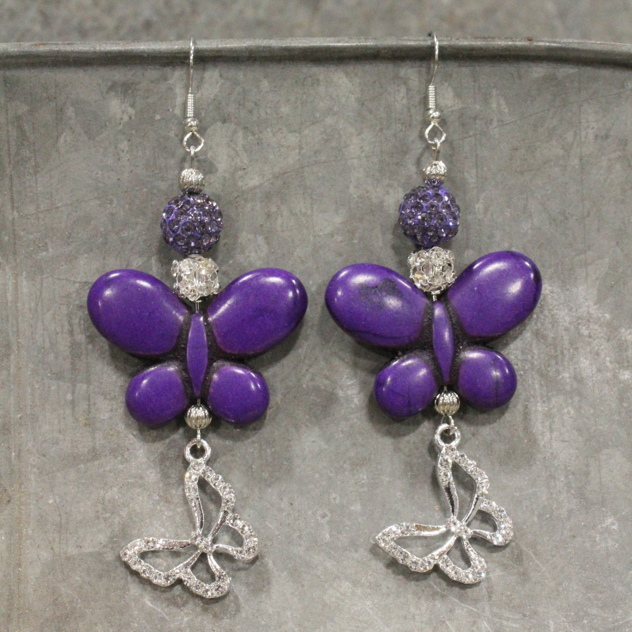 Butterfly Bliss Purple Dangle Earrings