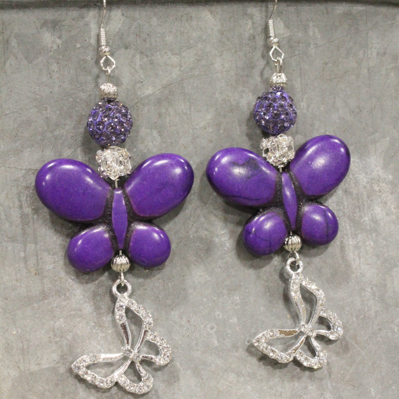 Butterfly Bliss Purple Dangle Earrings