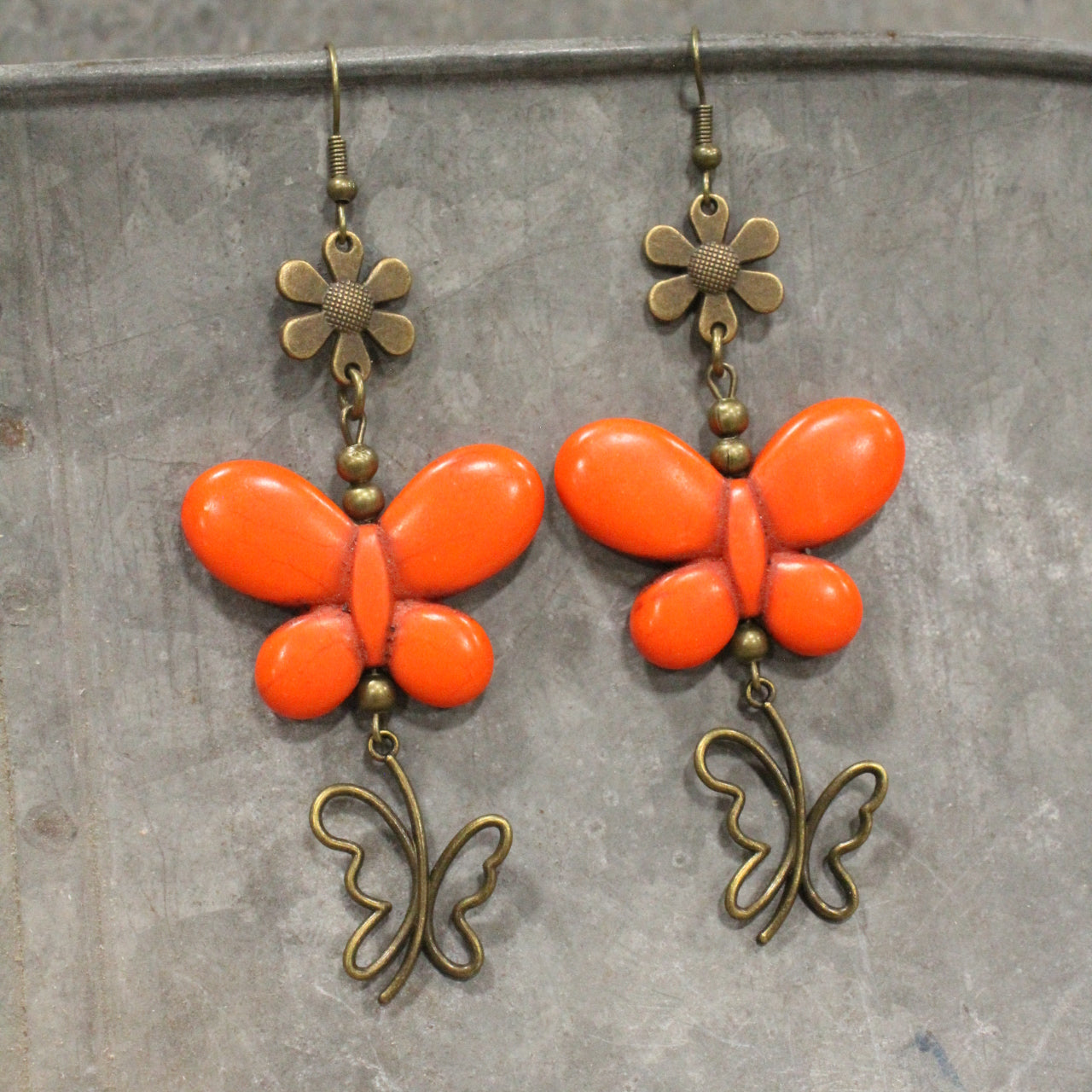 Butterfly Bliss Orange Dangle Earrings