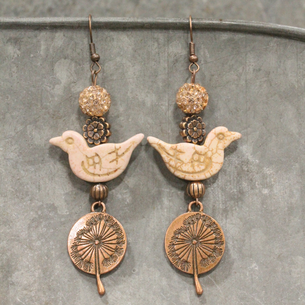 Bird Chirping Blush Dangle Earrings