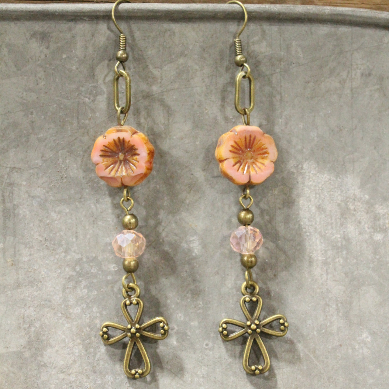 Bent Not Broken Cross Earrings