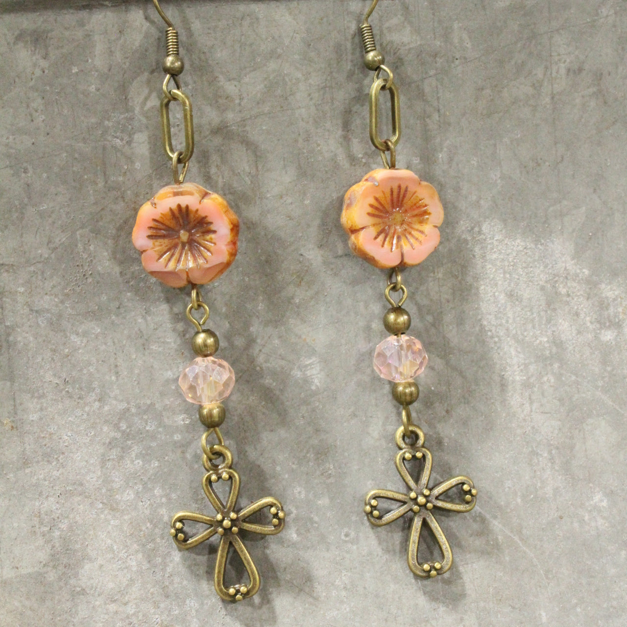 Bent Not Broken Cross Earrings