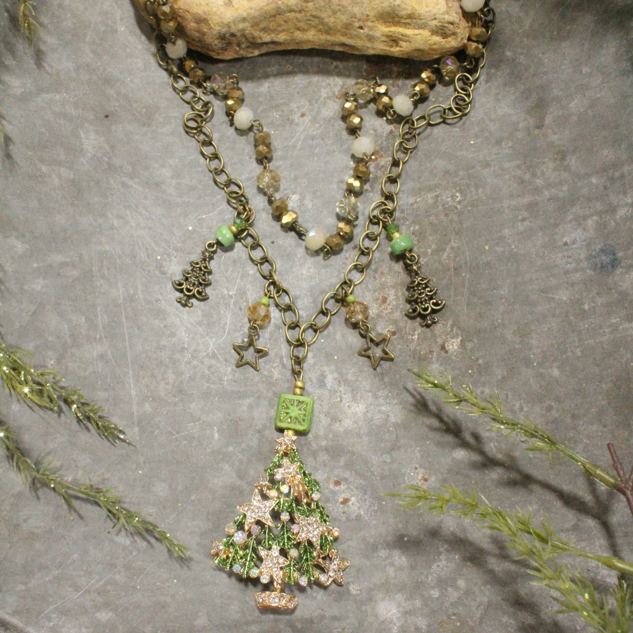 Golden Stars On The Tree Layered Necklace