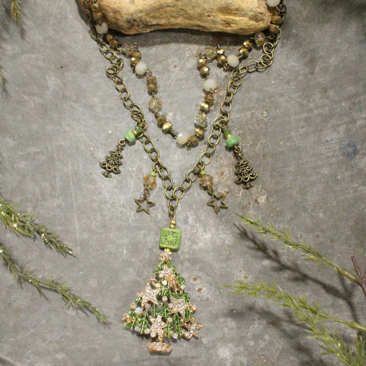 Golden Stars On The Tree Layered Necklace