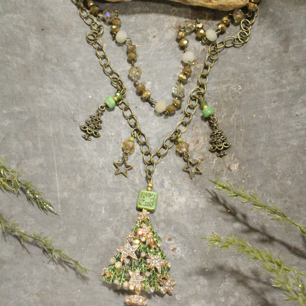 Golden Stars On The Tree Layered Necklace