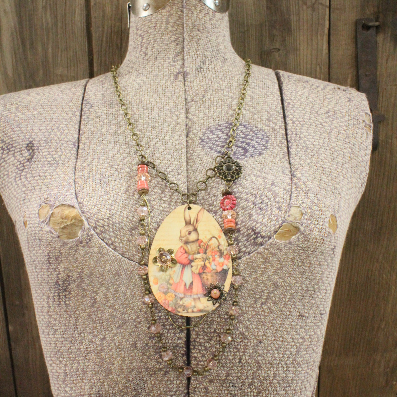 Blushing Bunny Gathering Flowers Layered Necklace