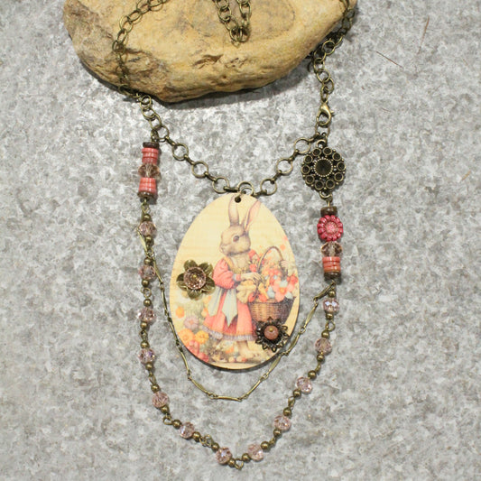 Blushing Bunny Gathering Flowers Layered Necklace