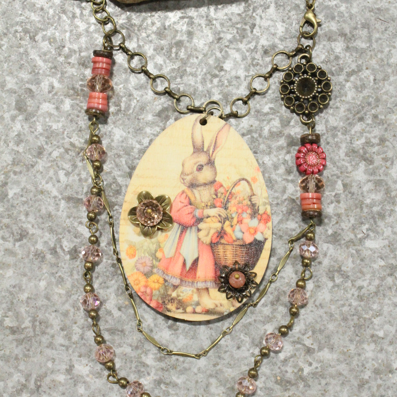 Blushing Bunny Gathering Flowers Layered Necklace