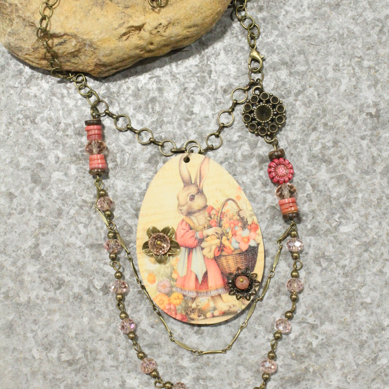 Blushing Bunny Gathering Flowers Layered Necklace