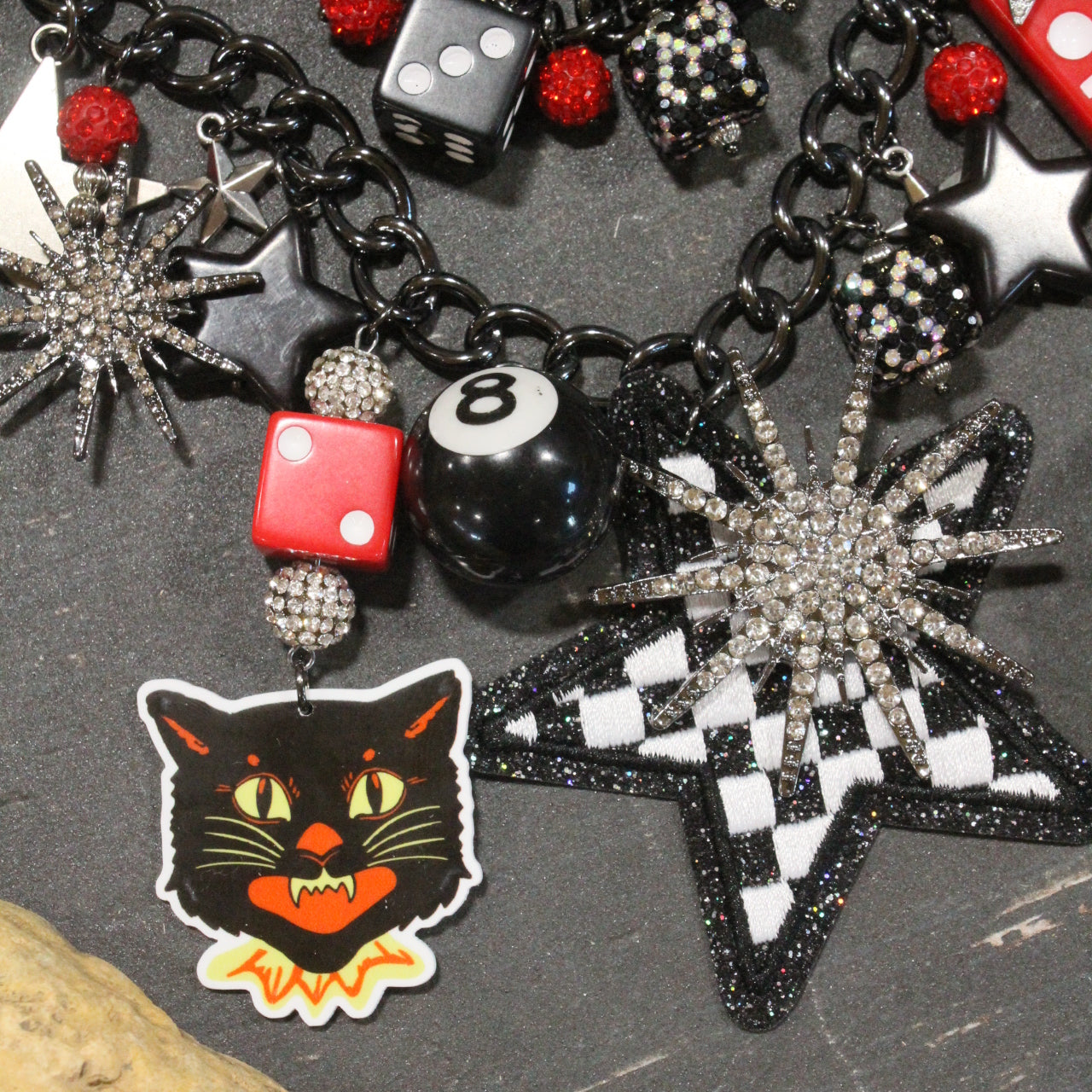 Black Cat Fireworks Charm'd Necklace