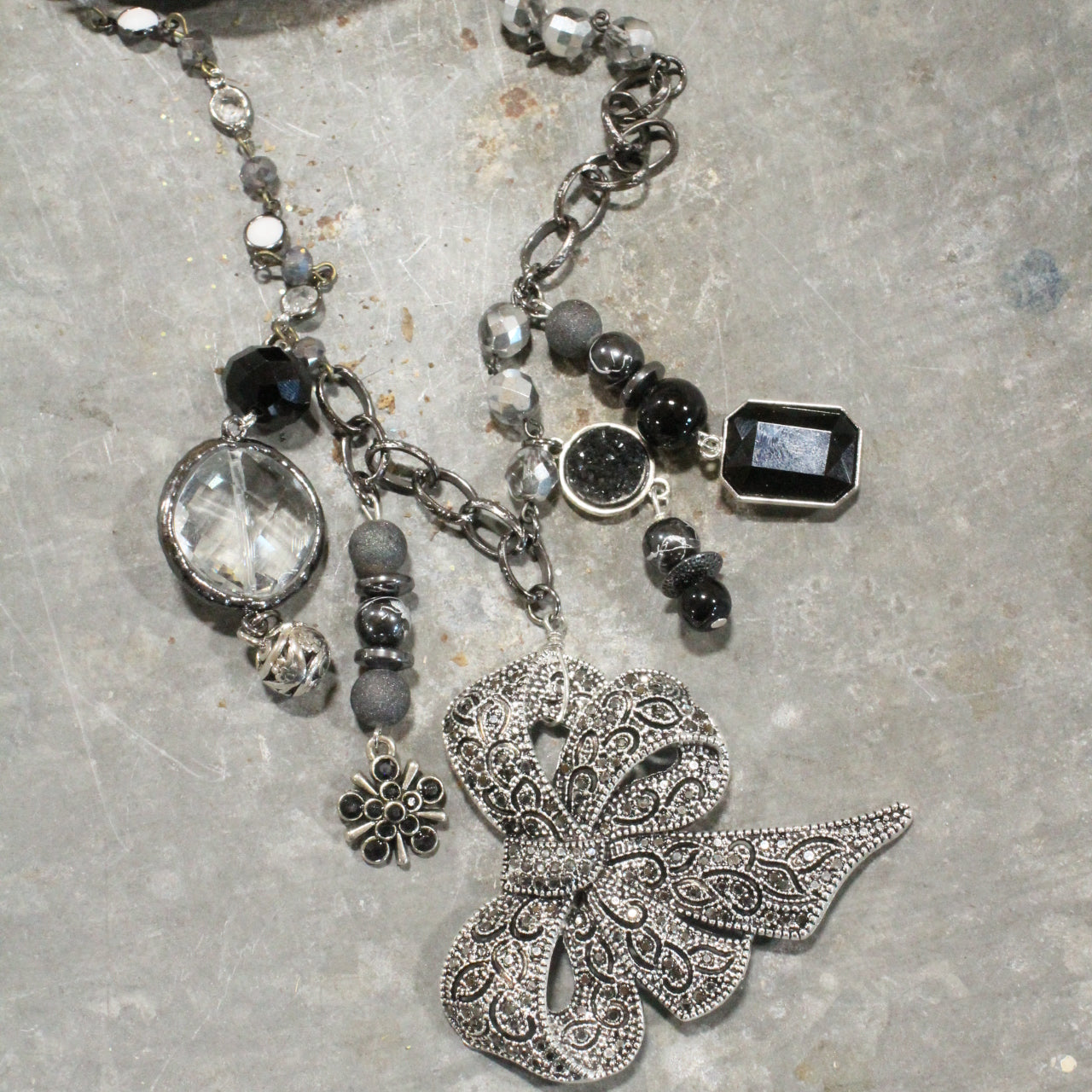 Beauty In This Bow Glass Charmed Necklace