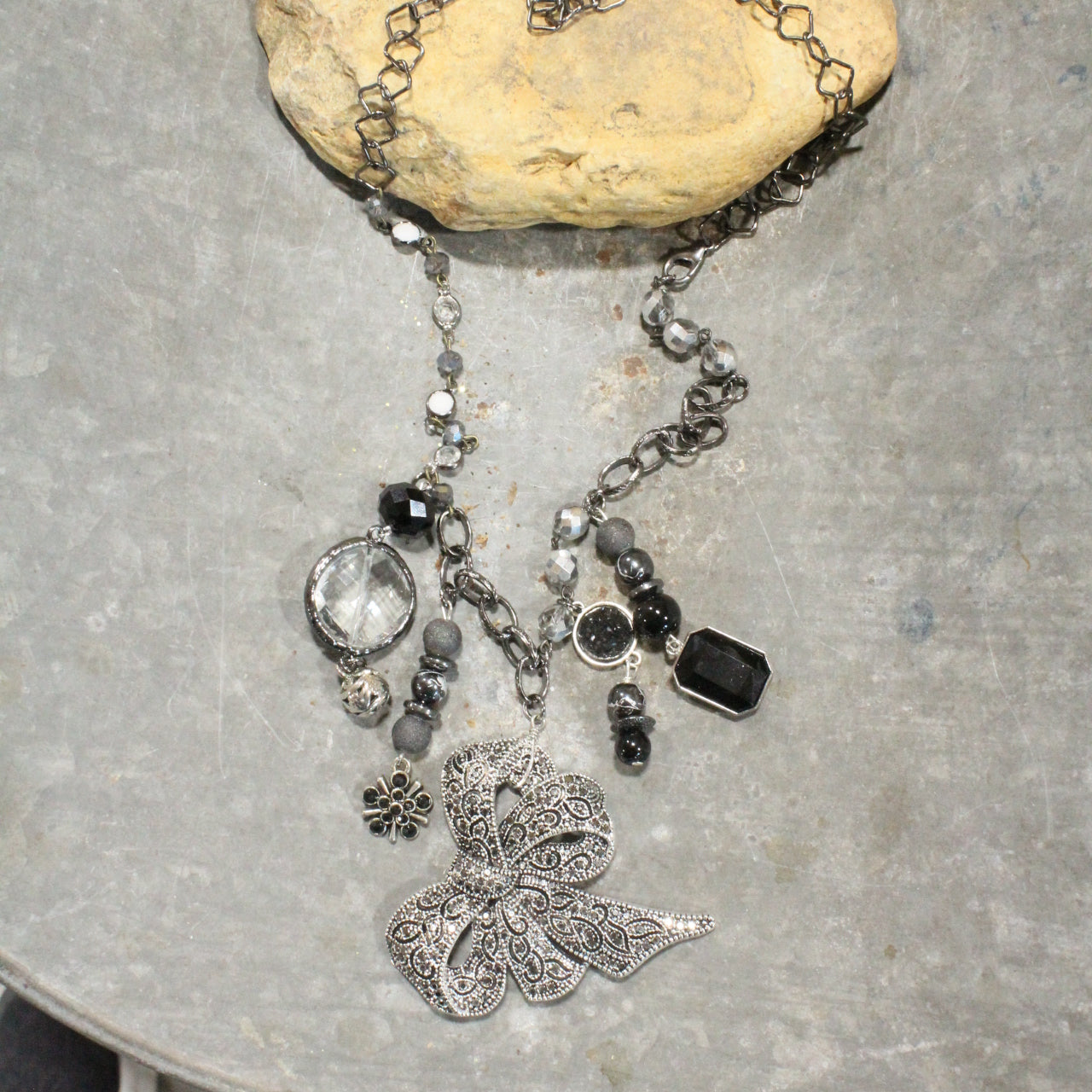 Beauty In This Bow Glass Charmed Necklace