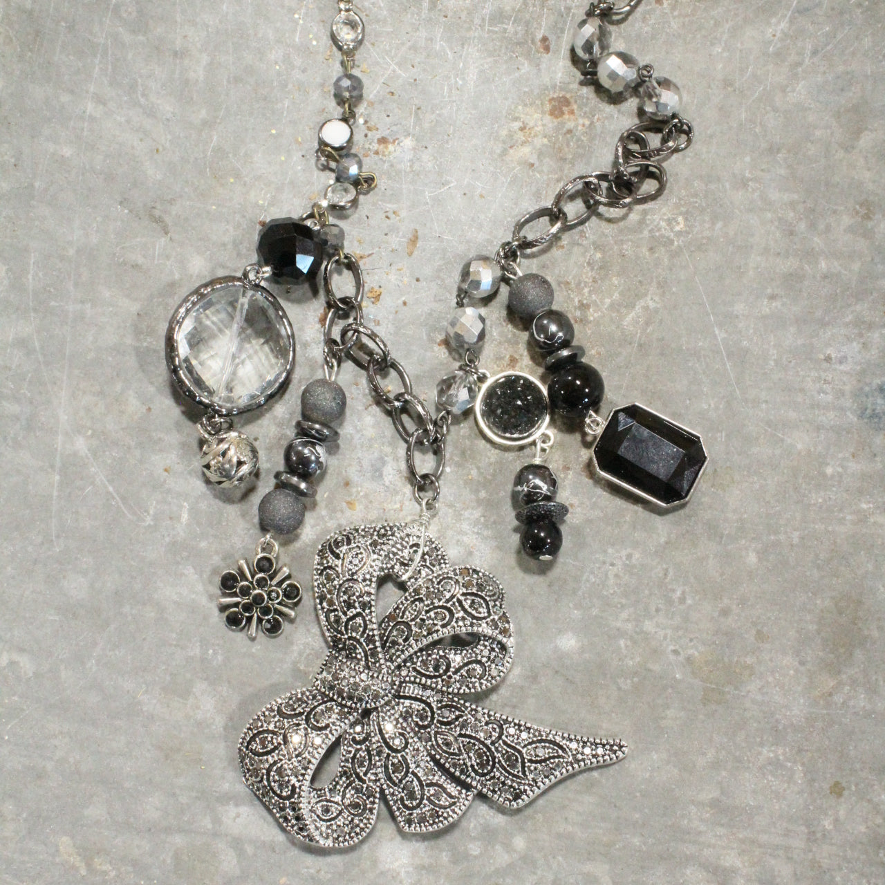 Beauty In This Bow Glass Charmed Necklace