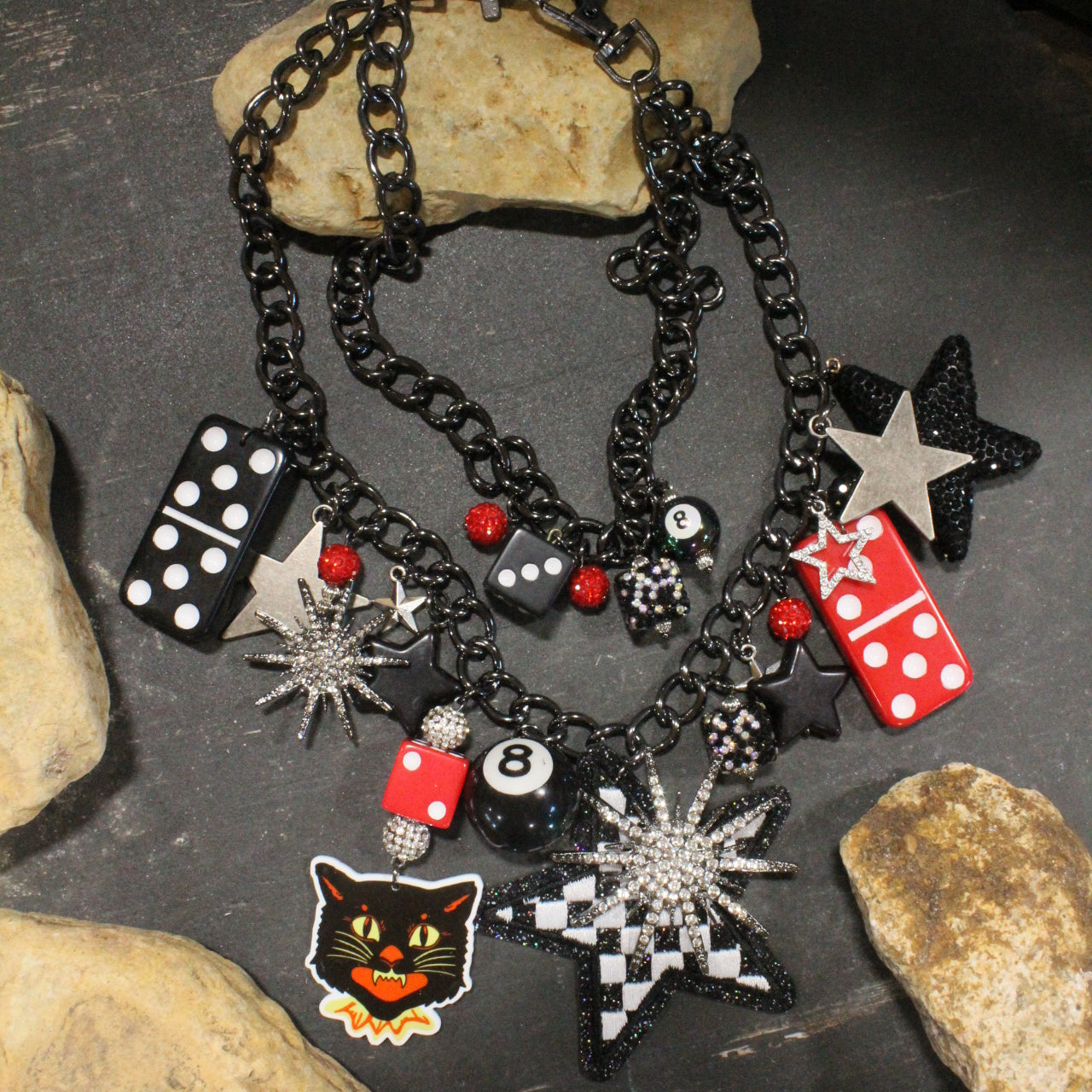 Black Cat Fireworks Charm'd Necklace