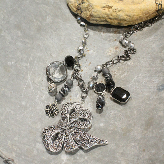 Beauty In This Bow Glass Charmed Necklace