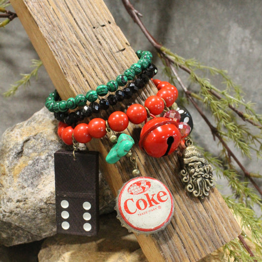 Vintage Coca Cola Santa & More Charm'd Bracelet Set