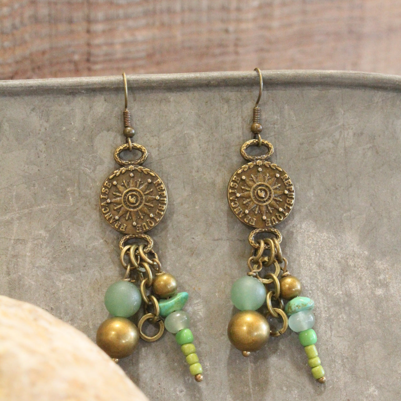 Czech Sun Rays Stone Earrings