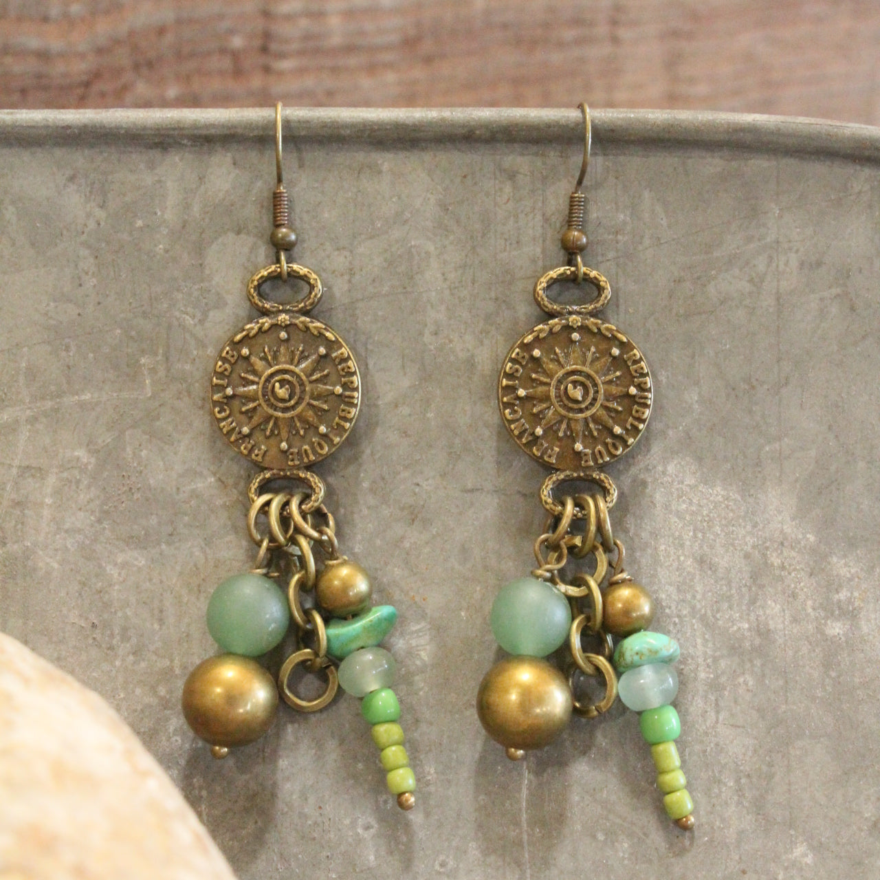 Czech Sun Rays Stone Earrings