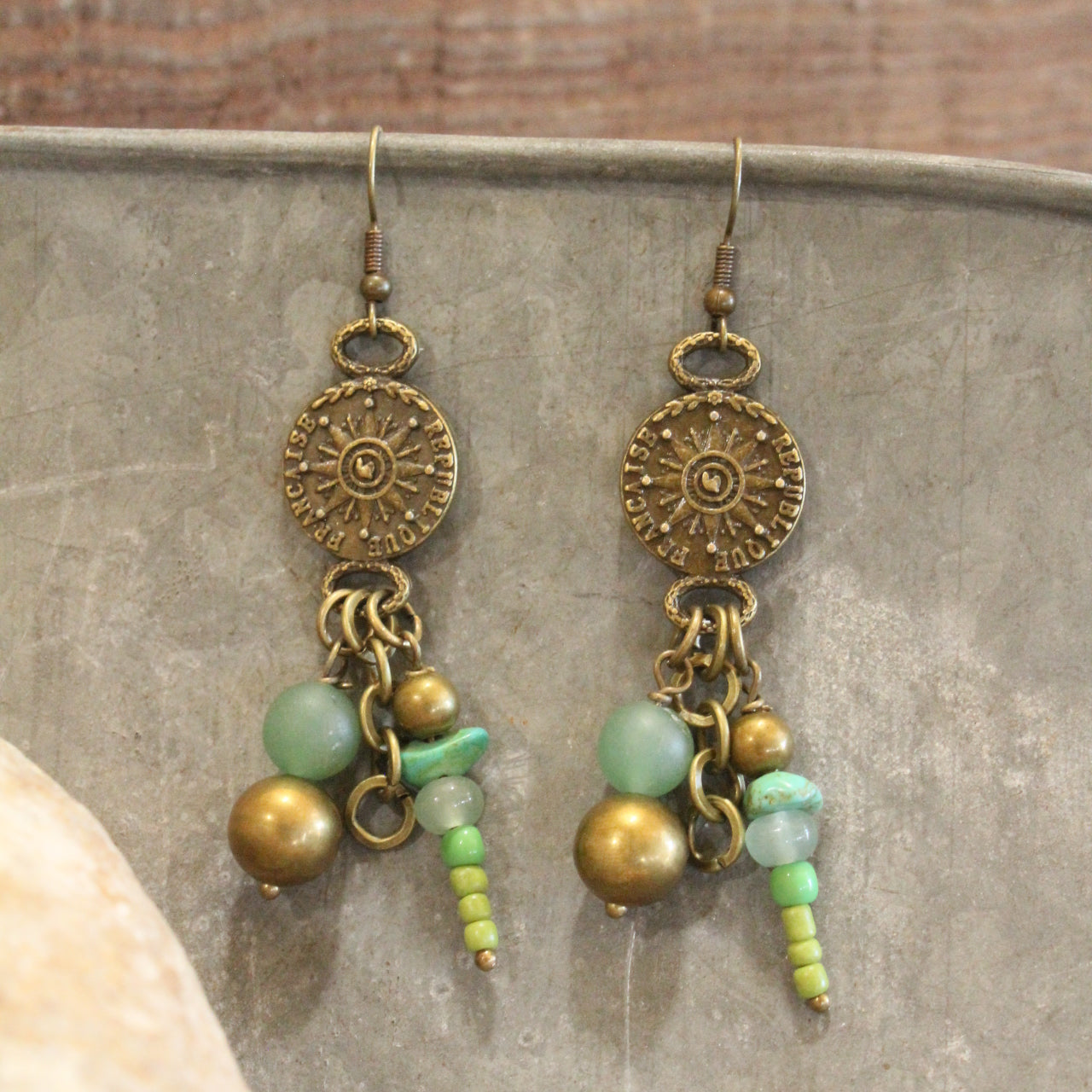 Czech Sun Rays Stone Earrings